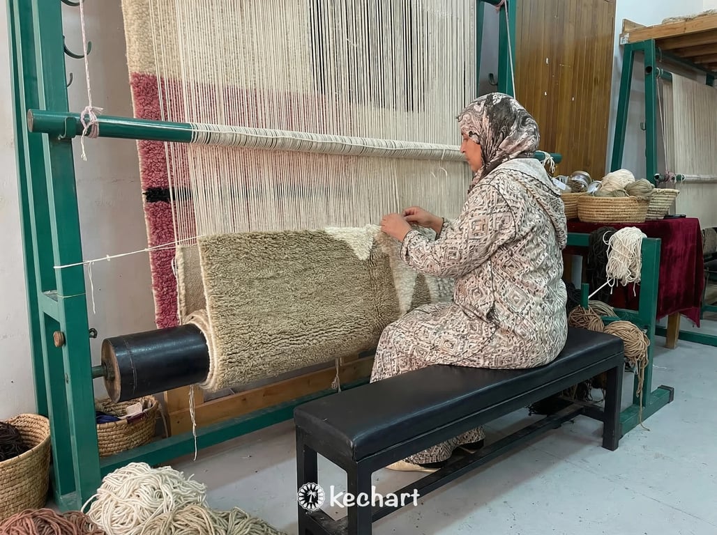 Custom Beni Ourain Rug - Handwoven Cream & Khaki Wool - Made to Order
