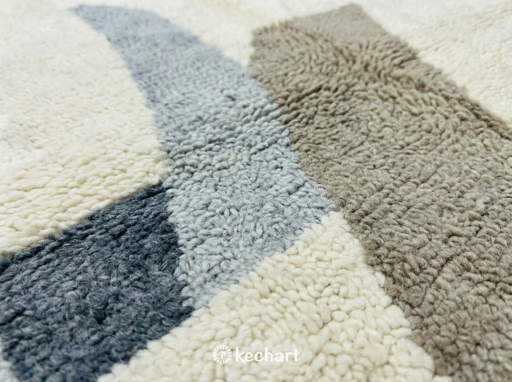 Custom Beni Ourain Rug - Made to Order Grey & White Geometric Wool
