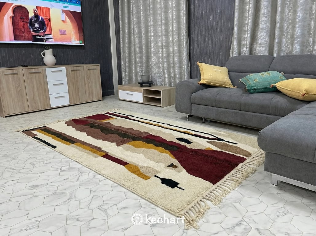 Custom Beni Ourain Rug - Made to Order Plush Wool Rug in Oxblood & Earth Tones