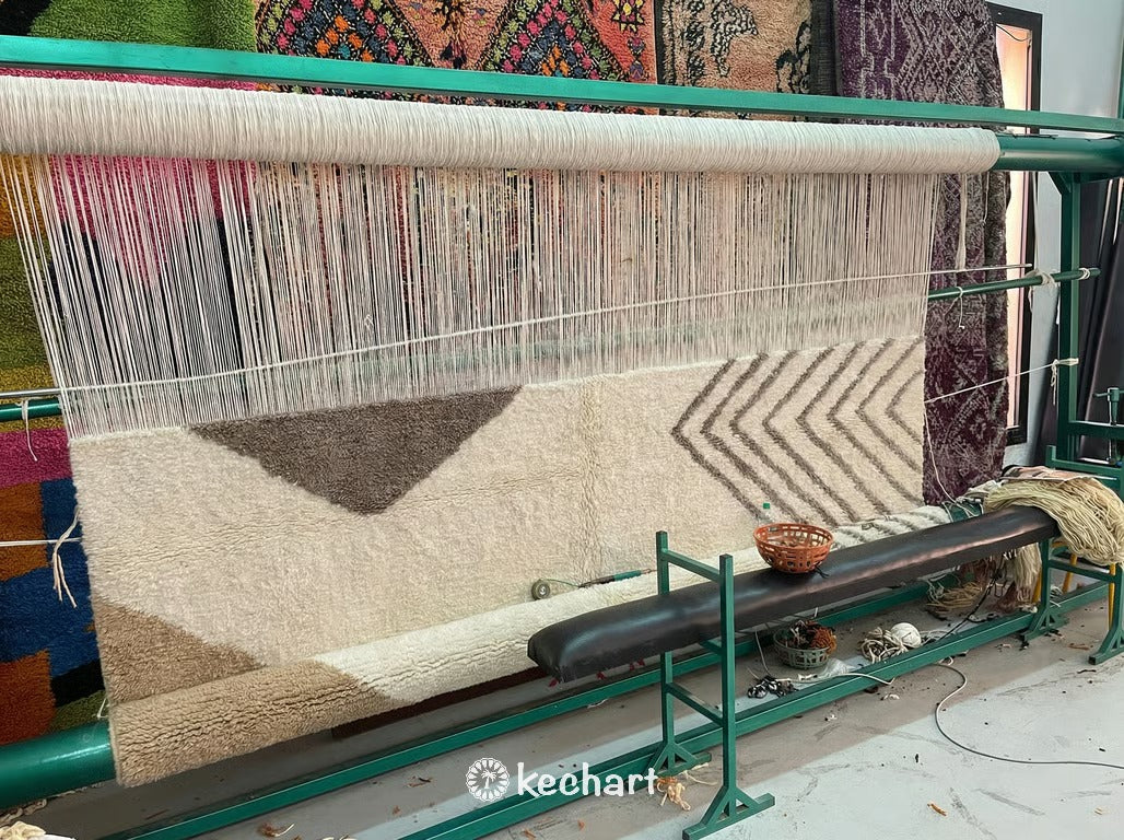 Custom Beni Ourain Rug - Made to Order Warm Taupe Geometric Wool Rug