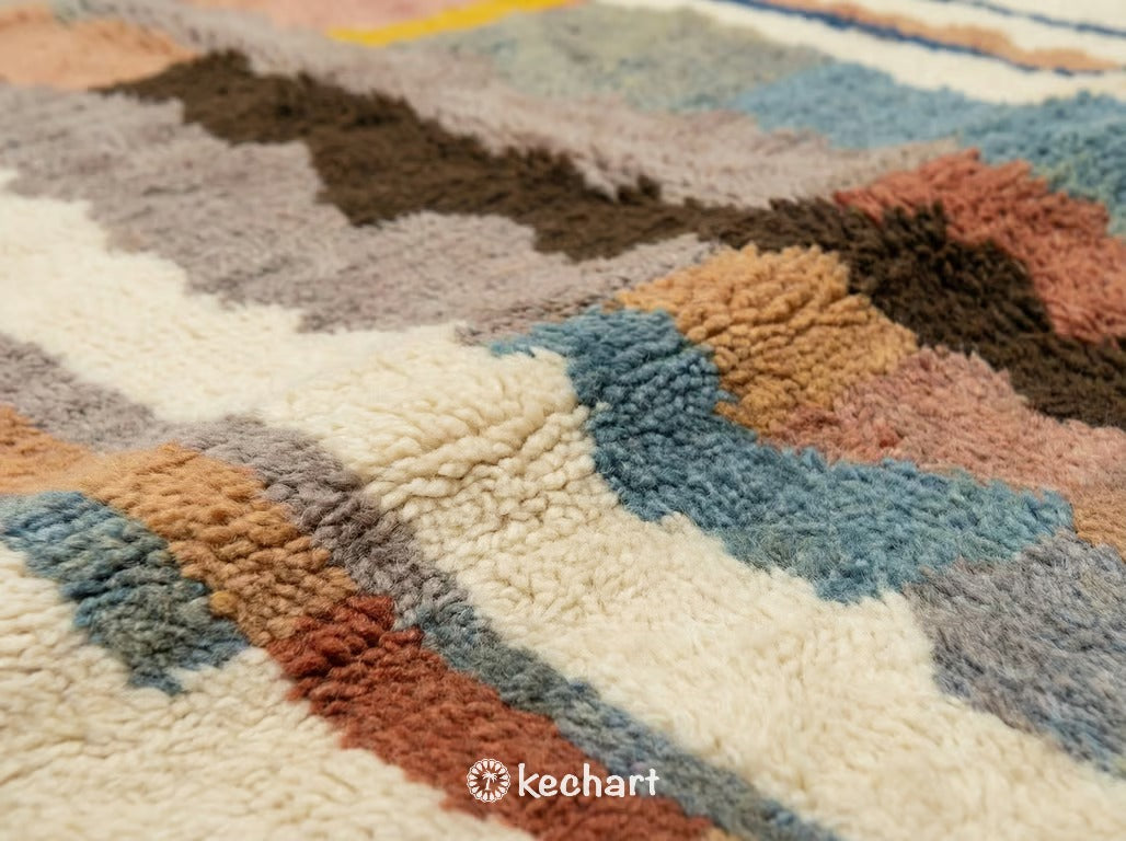 Custom Beni Ourain Rug - Handmade Moroccan Wool, Cream & Beige Diamond
