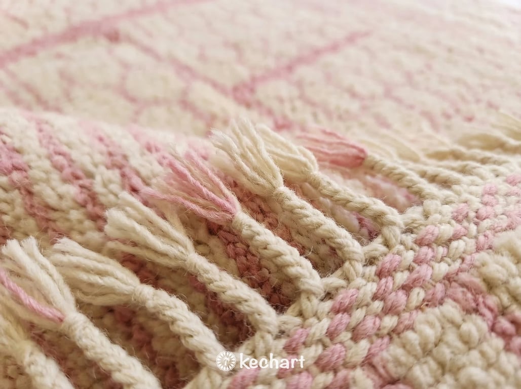 Custom Beni Ourain Rug - Made to Order Moroccan Wool with Pink Diamonds