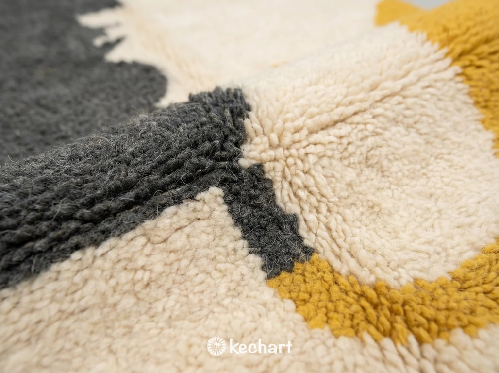 Custom Beni Ourain Rug - Made to Order Wool Rug in Cream, Charcoal & Sunflower