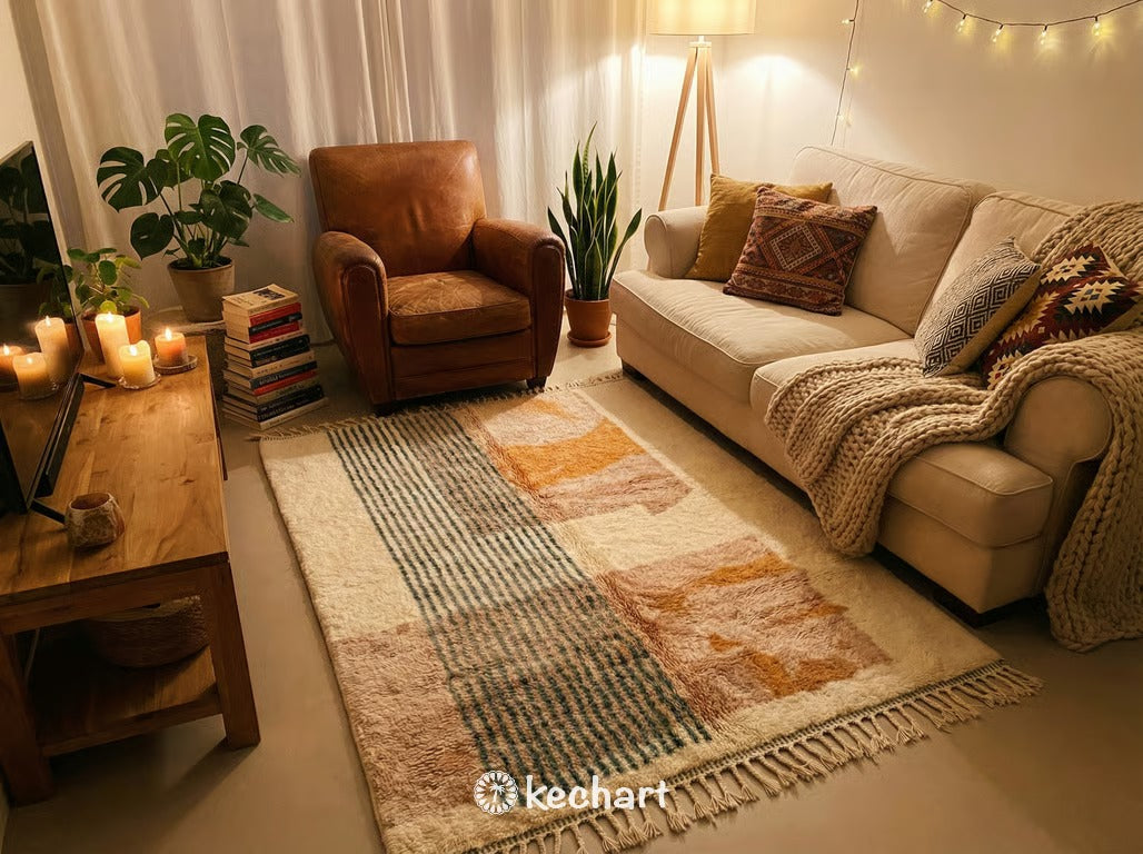 Custom Size Beni Ourain Rug - Made to Order Moroccan Wool in Warm Earth Tones