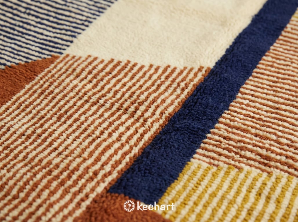 Custom Beni Ourain Rug - Made to Order Moroccan Wool Rust & Navy Diamonds