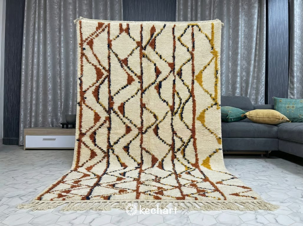 Custom Beni Ourain Rug - Made to Order Moroccan Wool Rug in Rust & Cream