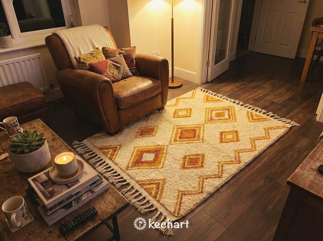 Custom Beni Ourain Rug - Saffron Yellow & Curry - Modern Asymmetric Design - Made to Order