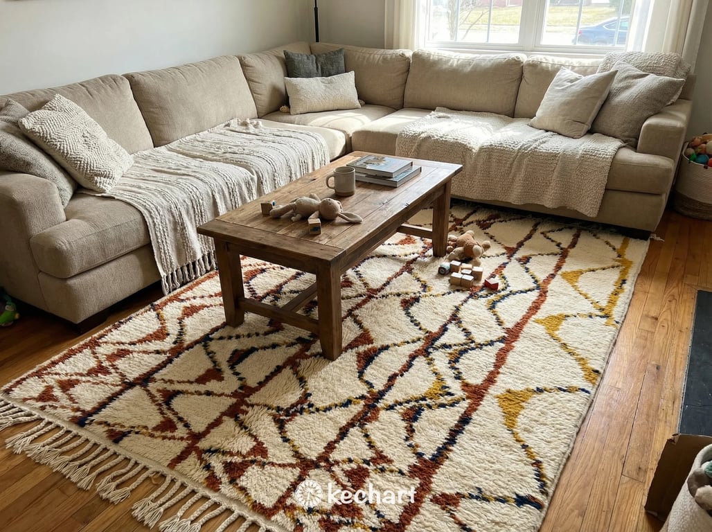 Custom Beni Ourain Rug - Made to Order Moroccan Wool Rug in Rust & Cream