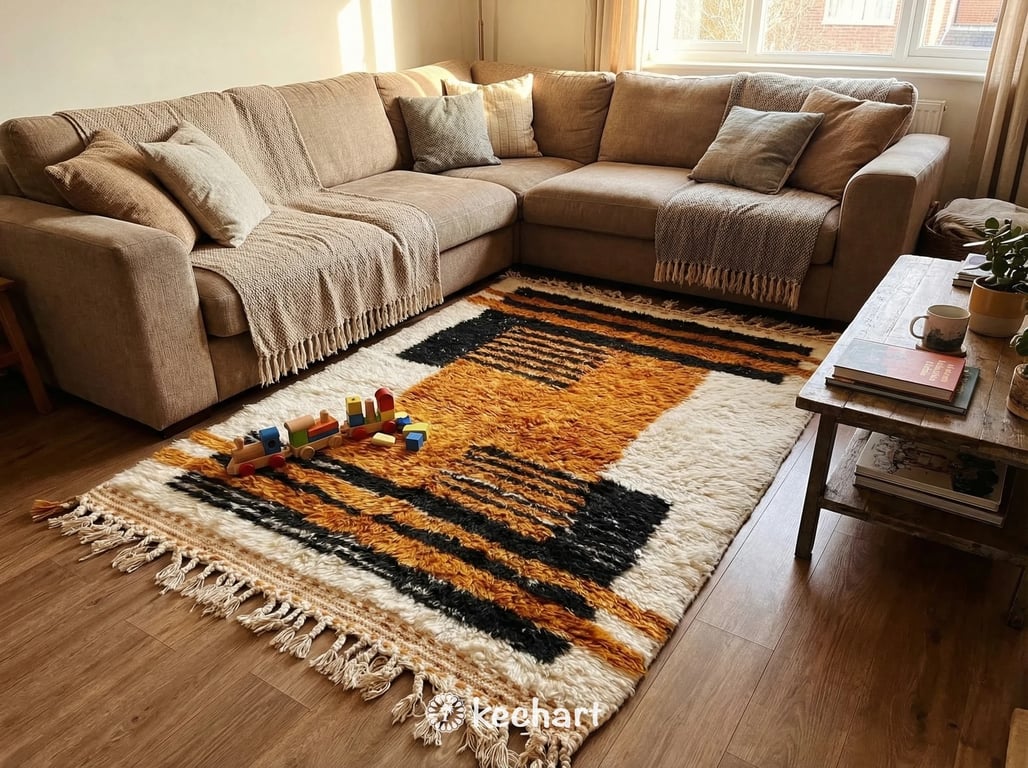 Custom Beni Ourain Rug - Made to Order Moroccan Wool, Geometric Earth Tones