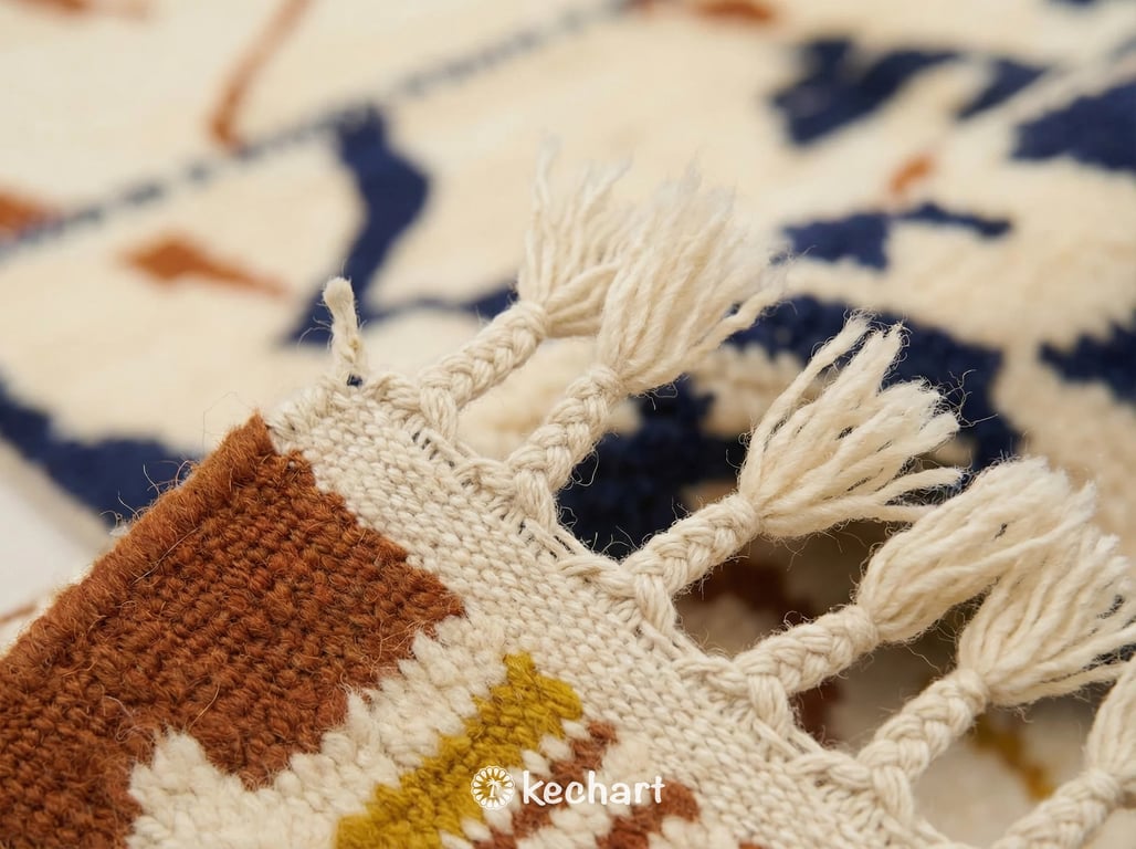 Custom Beni Ourain Rug - Handwoven Moroccan Wool in Rust, Navy & Cream