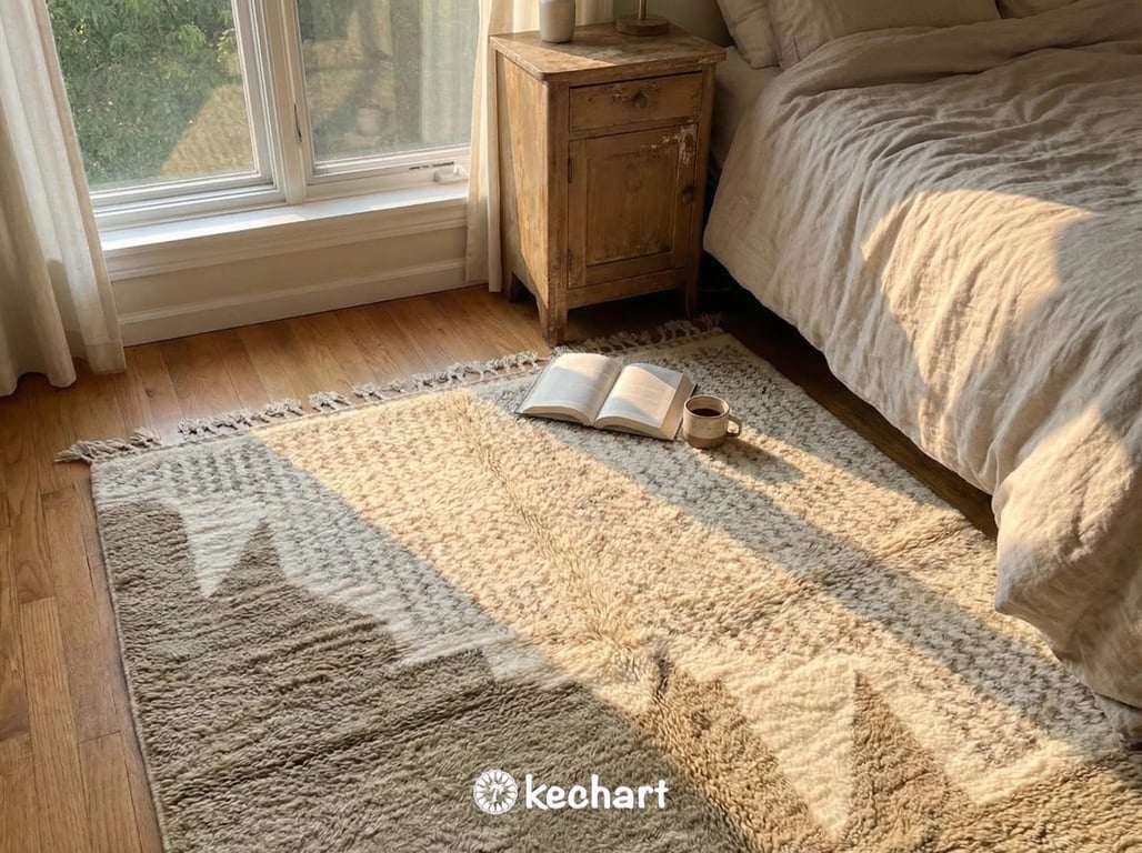 Custom Beni Ourain Rug - Handwoven Cream & Khaki Wool - Made to Order