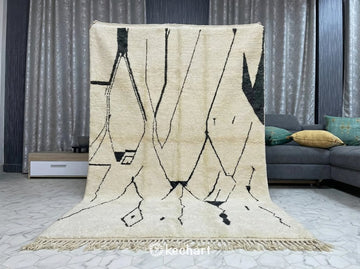 Custom Beni Ourain Rug - Made to Order Cream & Charcoal Wool Moroccan Carpet