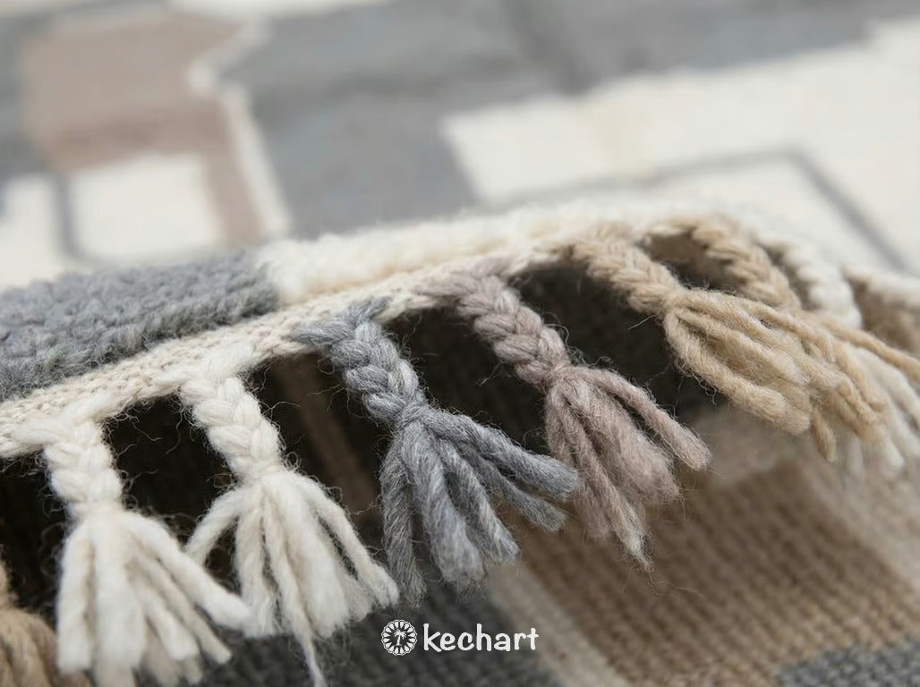 Custom Beni Ourain Rug - Handwoven Moroccan Wool in Soft White & Grey