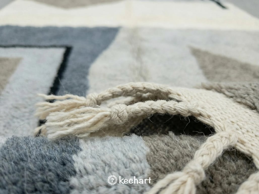 Custom Grey Beni Ourain Rug - Made to Order Moroccan Wool Area Rug