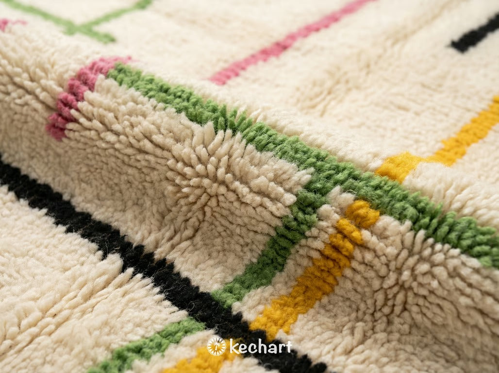 Made to Order Beni Ourain Rug - Vibrant Geometric Diamond Wool Area Rug