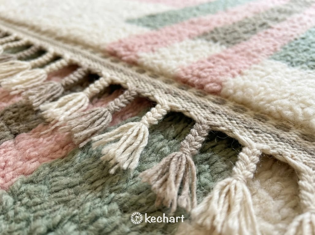 Custom Beni Ourain Rug - Made to Order Moroccan Wool, Sage & Pink Geometric
