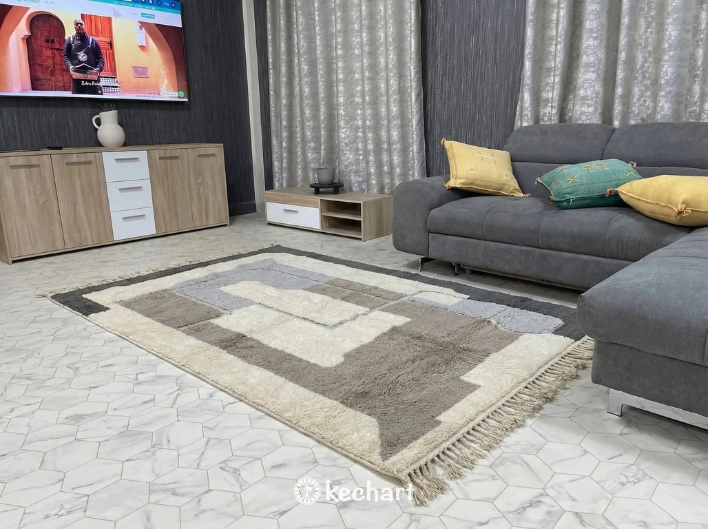 Custom Beni Ourain Rug - Made to Order Grey & White Diamond Moroccan Wool Rug