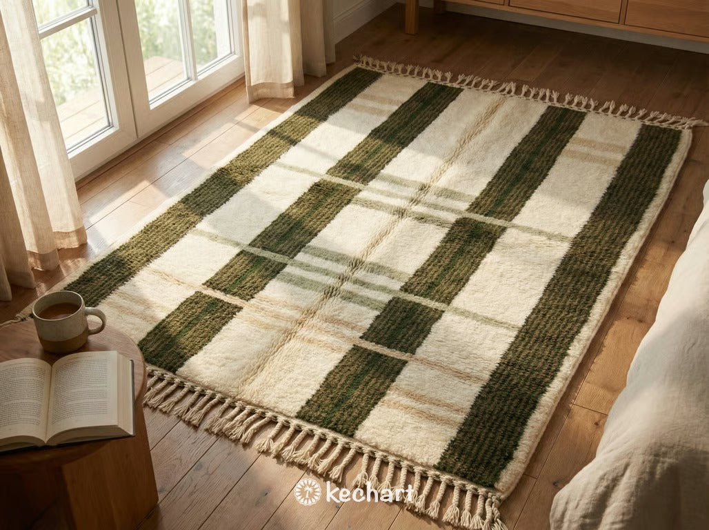 Custom Beni Ourain Rug - Made to Order Olive & Sage Geometric Moroccan Wool Rug