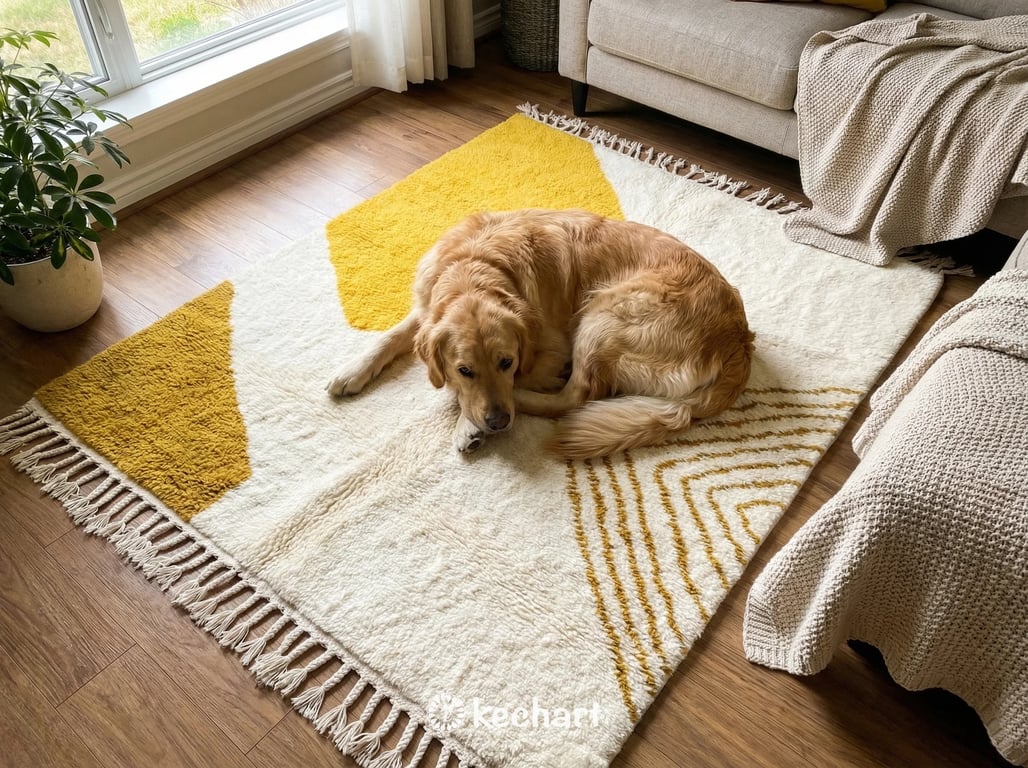 Custom Size Beni Ourain Rug - Handwoven Moroccan Wool, Cream & Sunflower