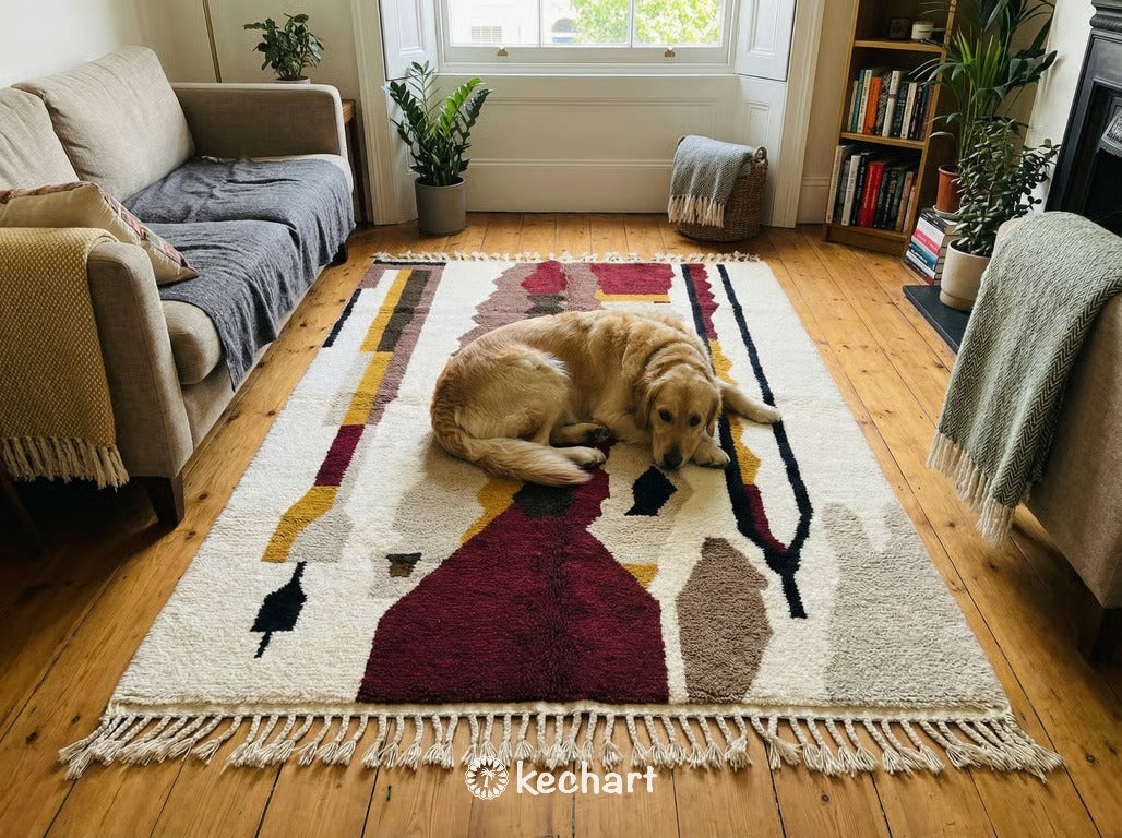 Custom Beni Ourain Rug - Made to Order Plush Wool Rug in Oxblood & Earth Tones