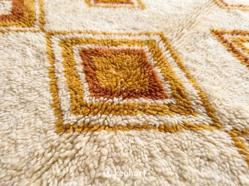 Custom Beni Ourain Rug - Saffron Yellow & Curry - Modern Asymmetric Design - Made to Order