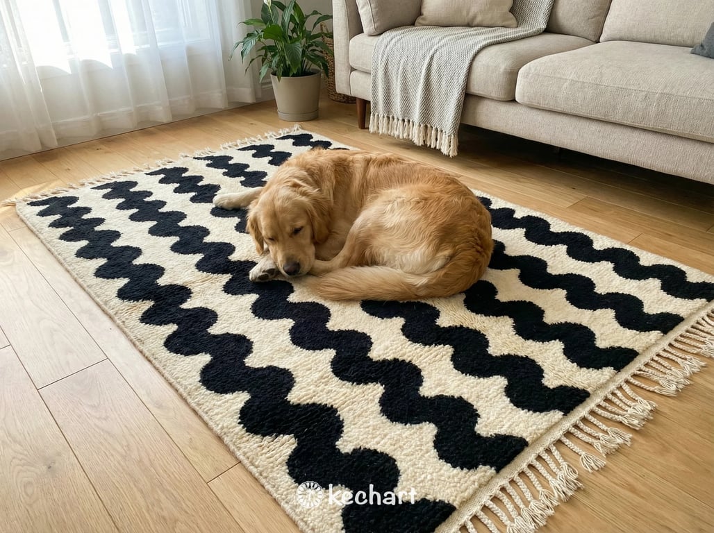 Custom Beni Ourain Rug - Handwoven Moroccan Wool in Cream & Black Diamond