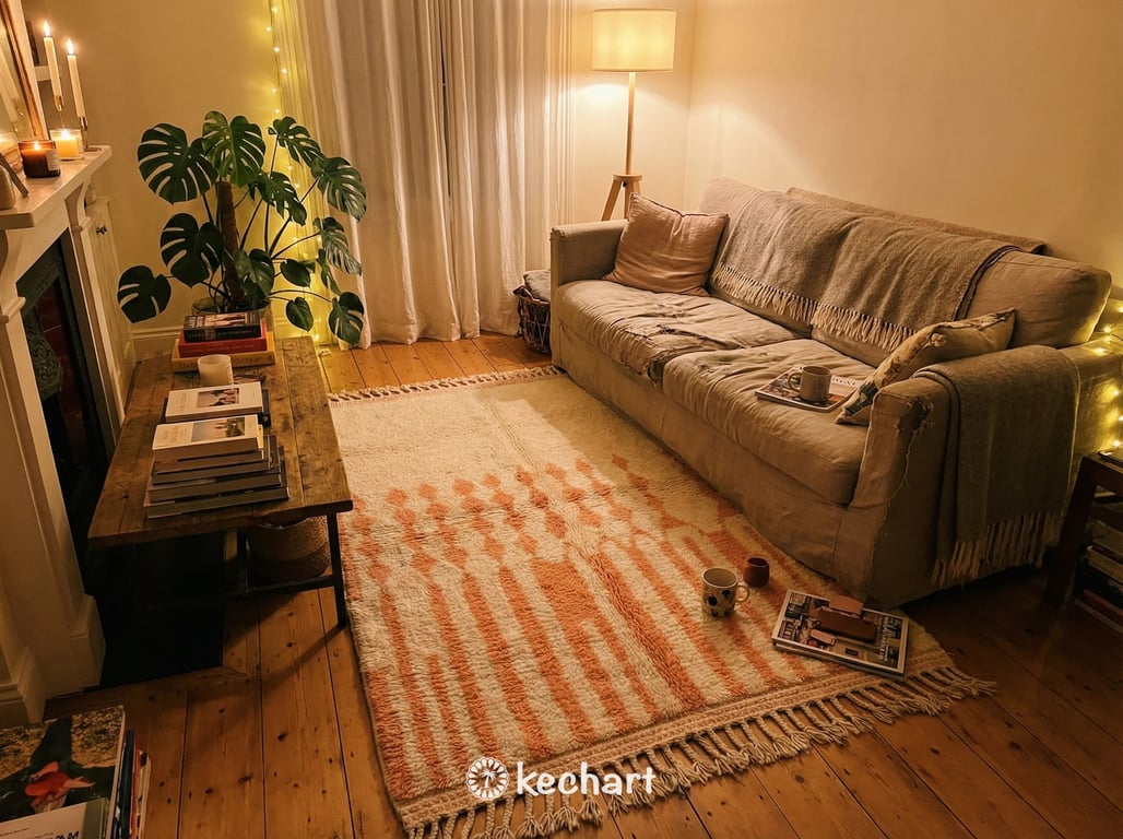 Custom Beni Ourain Rug - Made to Order Light Salmon Wool with Geometric Diamonds