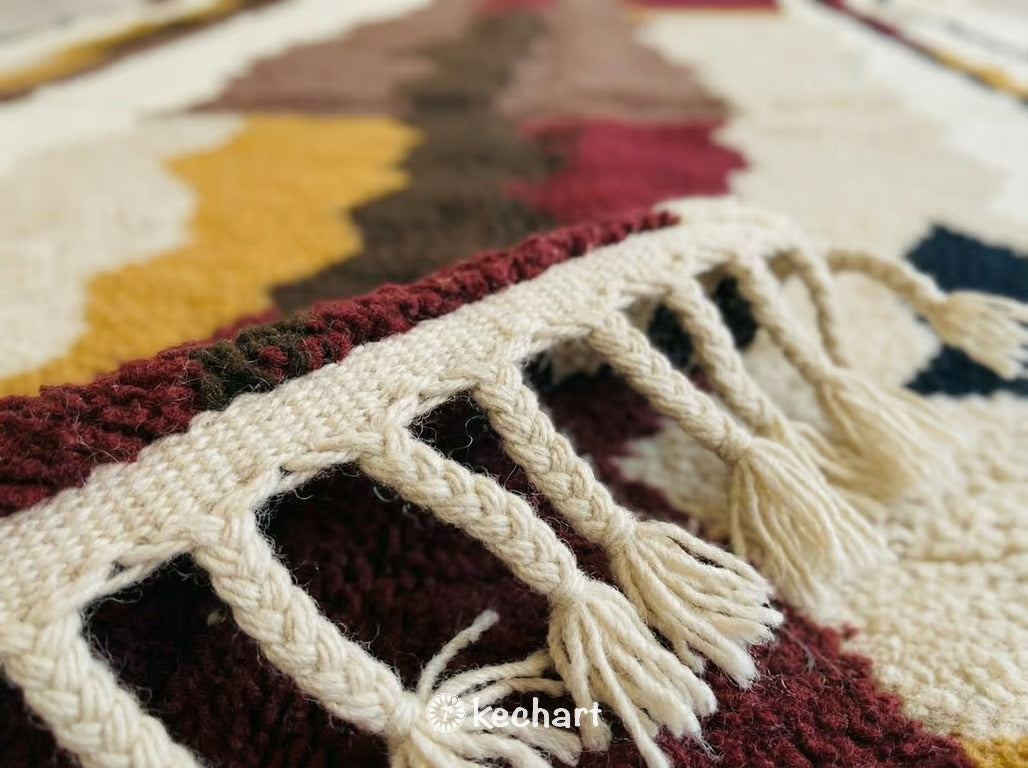 Custom Beni Ourain Rug - Made to Order Plush Wool Rug in Oxblood & Earth Tones