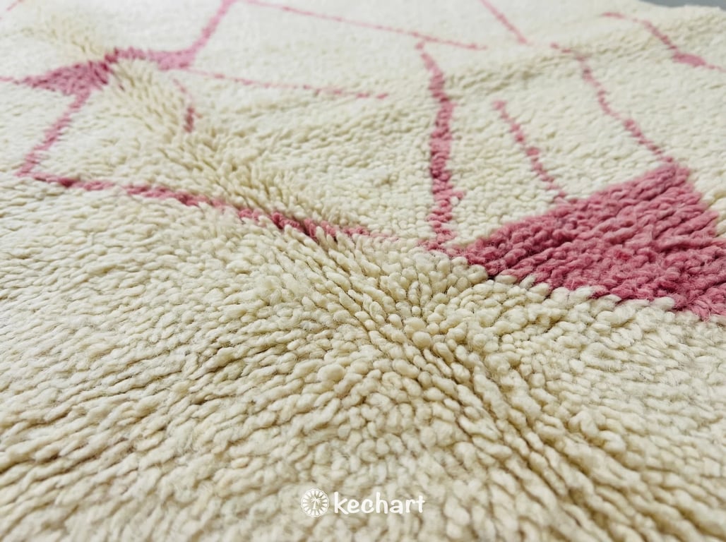 Made to Order Beni Ourain Rug - Cream & Candy Pink Geometric Wool