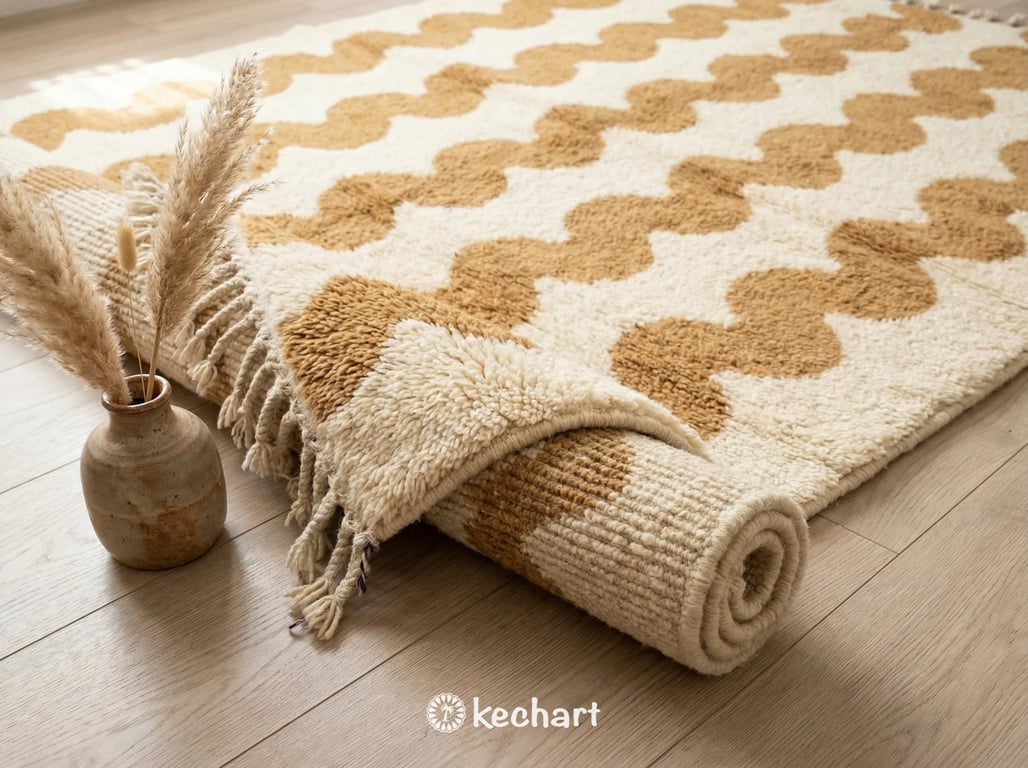 Custom Beni Ourain Rug - Handwoven Cream & Camel Moroccan Wool Rug