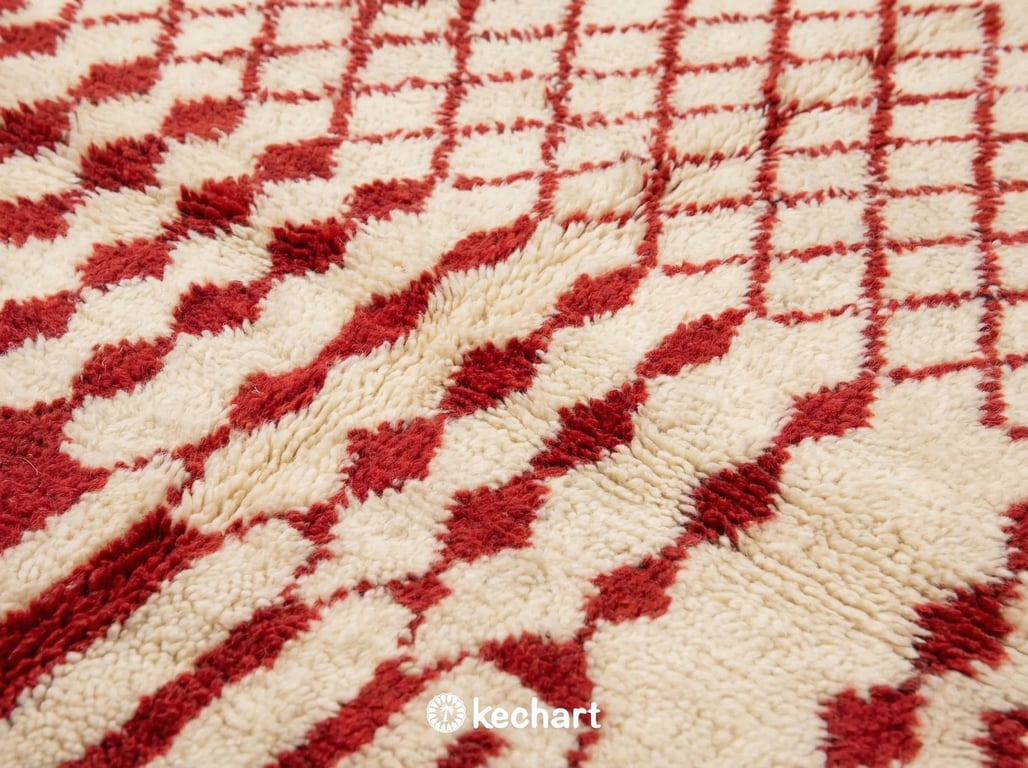 Custom Beni Ourain Rug in 'Red Alert' - Made to Order Moroccan Wool Area Rug with Geometric Diamonds