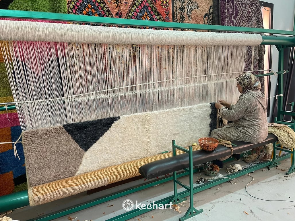 Custom Beni Ourain Rug - Handwoven Moroccan Wool with Grey & Taupe Diamonds
