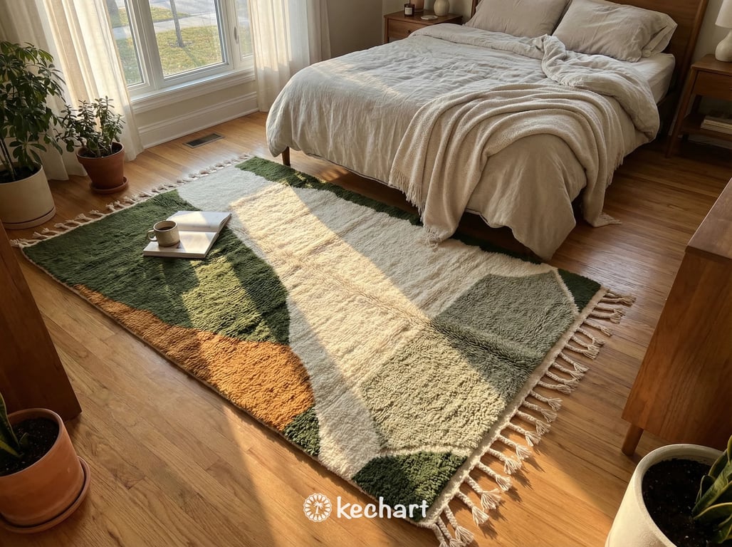 Custom Beni Ourain Rug - Olive & Sage Geometric Wool Rug - Made to Order