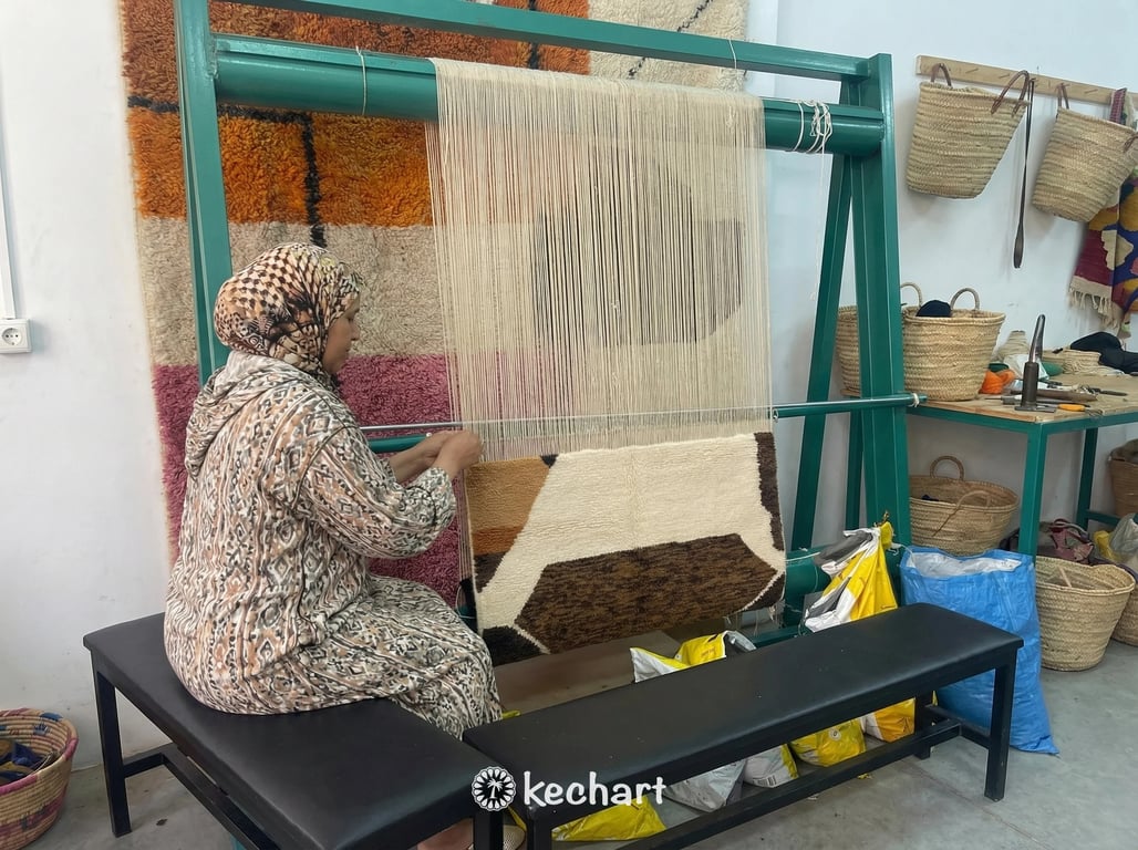 Custom Beni Ourain Rug - Handwoven Moroccan Wool Rug in Cream, Toffee & Camel