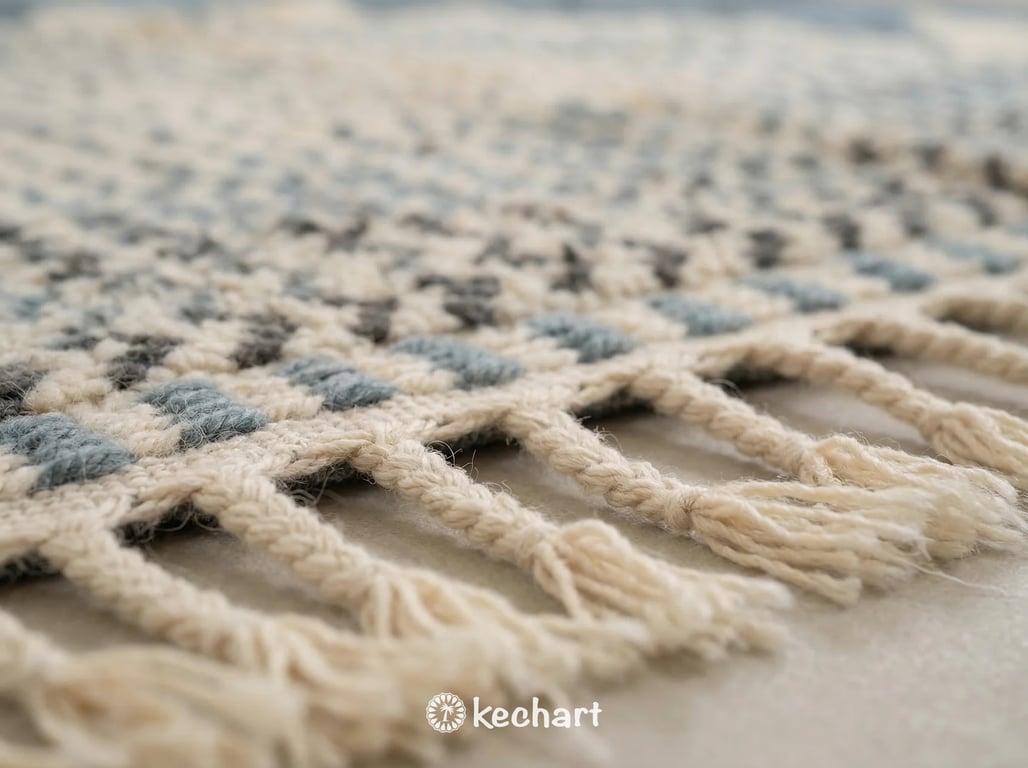 Custom Beni Ourain Rug - Made to Order Moroccan Wool Rug Cream & Blue Grey