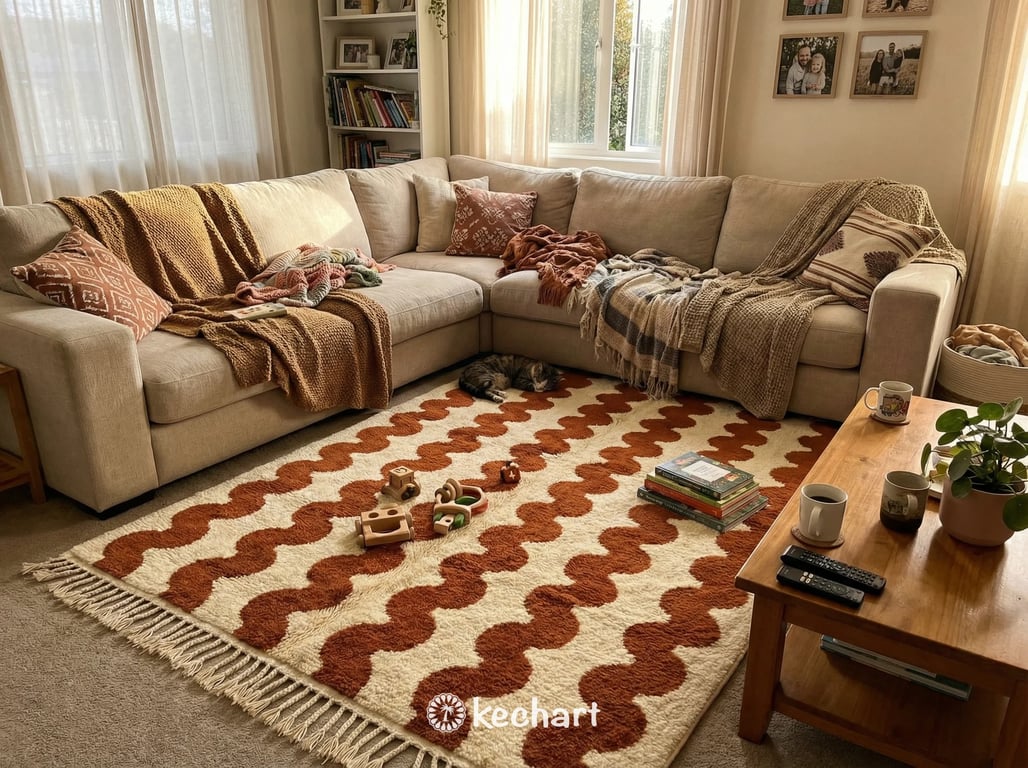 Custom Beni Ourain Rug - Made to Order Moroccan Wool in Cream & Rust