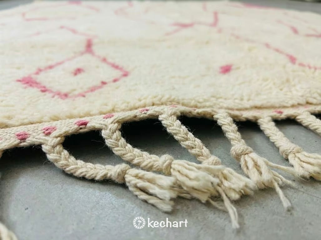 Made to Order Beni Ourain Rug - Cream & Candy Pink Geometric Wool