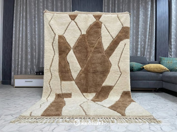 Custom Beni Ourain Rug - Made to Order Cream & Greige Diamond Wool Rug