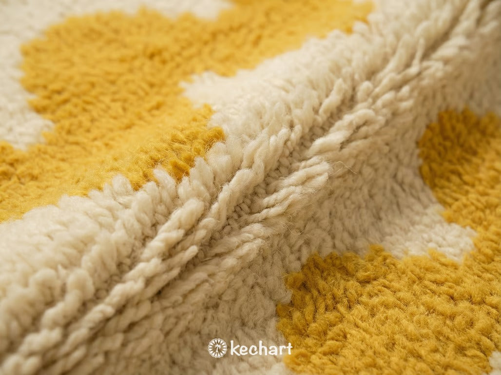 Custom Beni Ourain Rug - Handwoven Moroccan Wool, Cream & Saffron Diamond Pattern