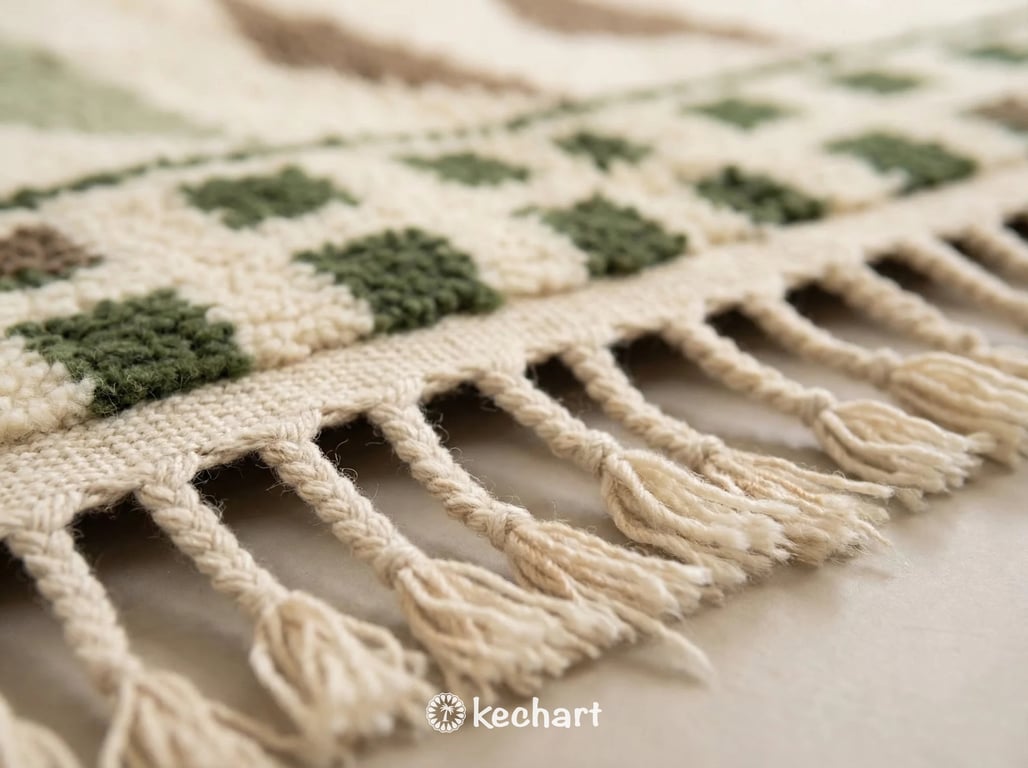 Custom Beni Ourain Moroccan Rug - Plush Wool, Olive & Sage Diamonds