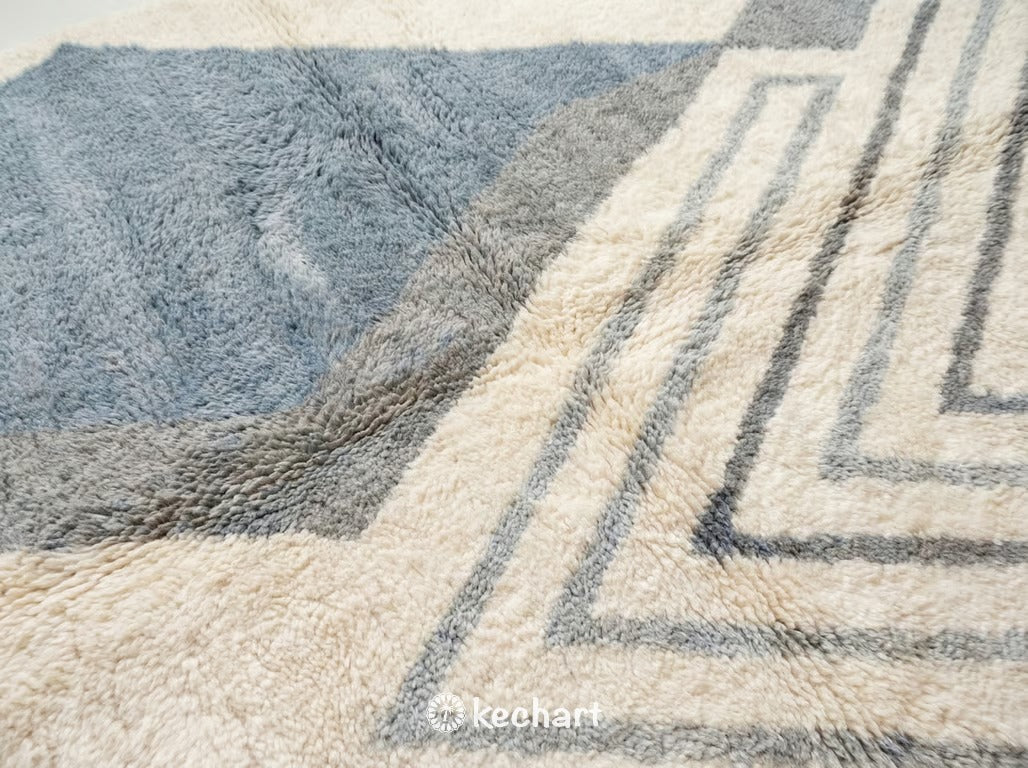 Custom Grey Beni Ourain Rug - Handwoven Moroccan Wool Diamond Pattern