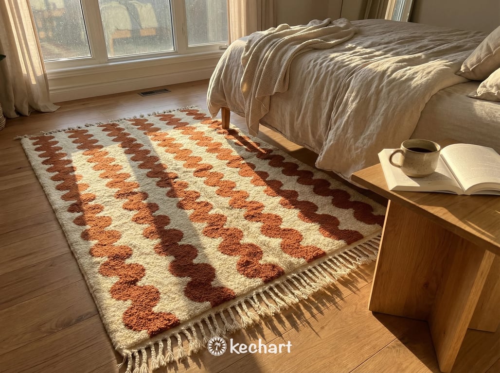 Custom Beni Ourain Rug - Made to Order Moroccan Wool in Cream & Rust