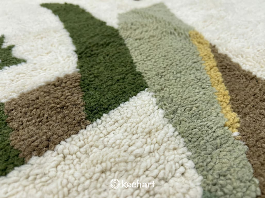 Custom Beni Ourain Rug - Olive & Sage Geometric Wool