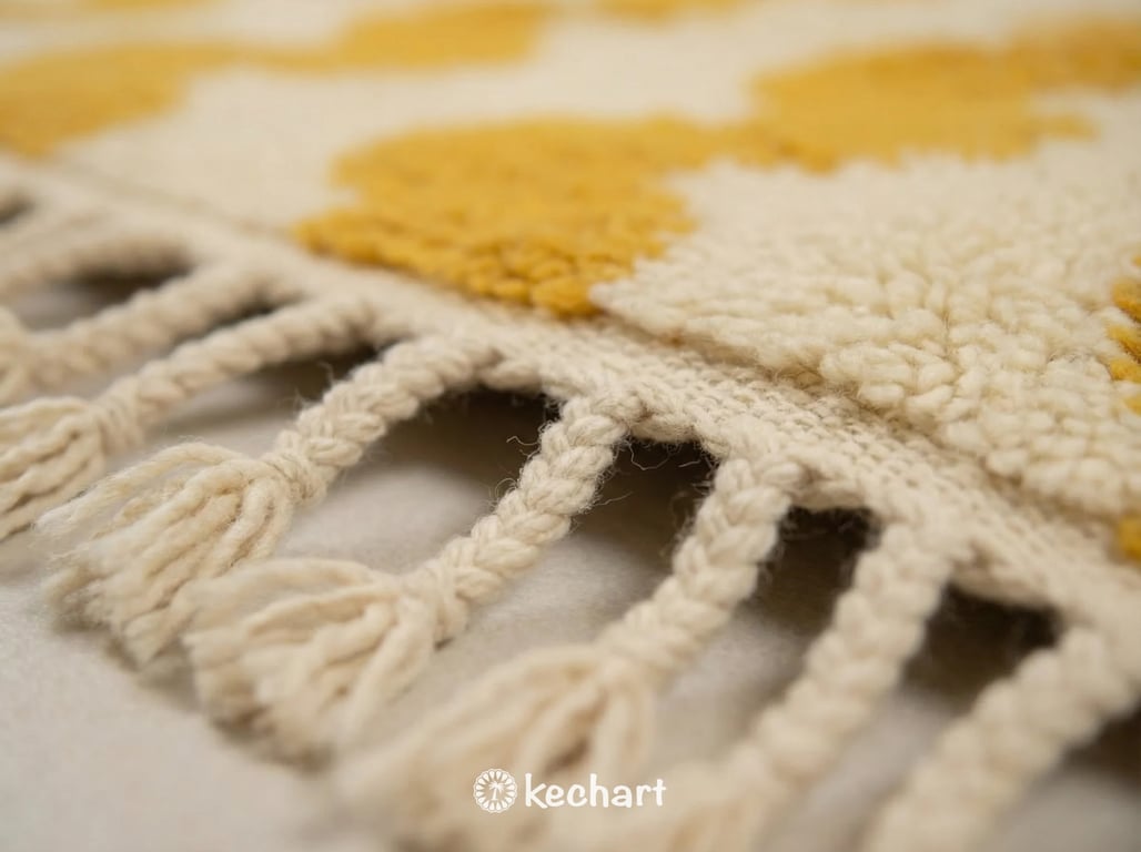 Custom Beni Ourain Rug - Handwoven Moroccan Wool, Cream & Saffron Diamond Pattern