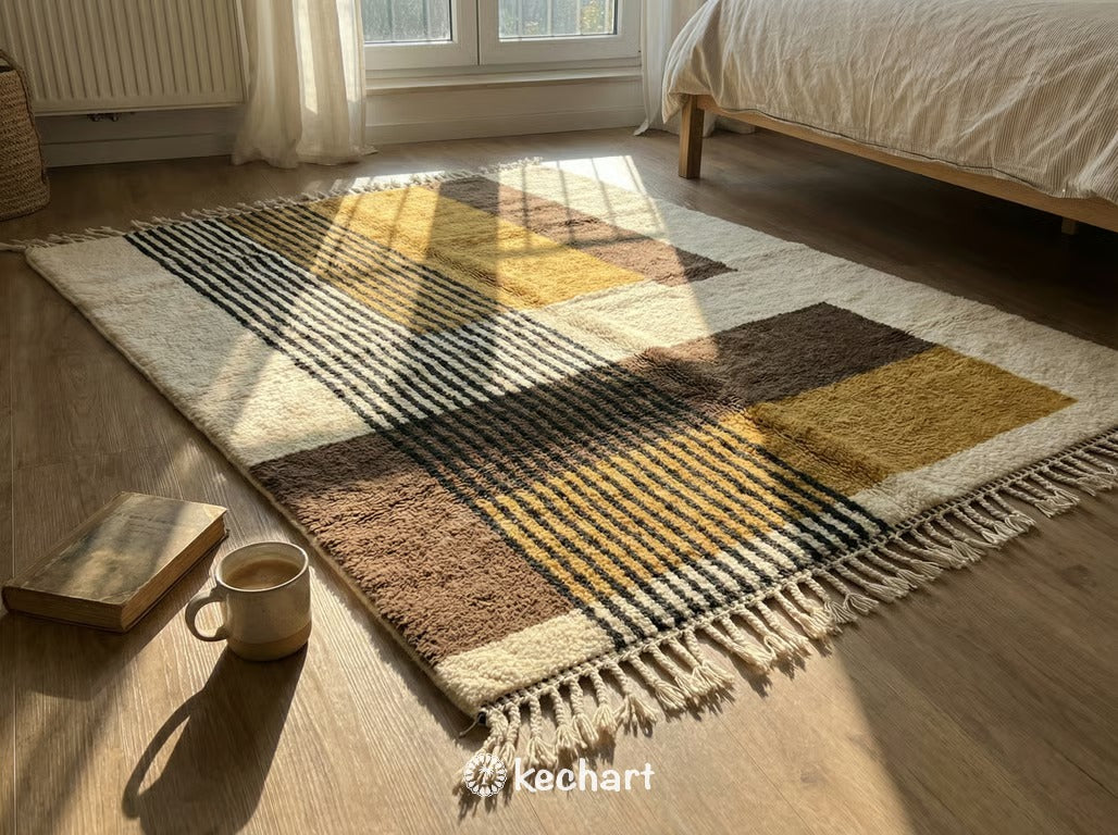 Custom Size Beni Ourain Rug - Handwoven Moroccan Wool Geometric Pattern