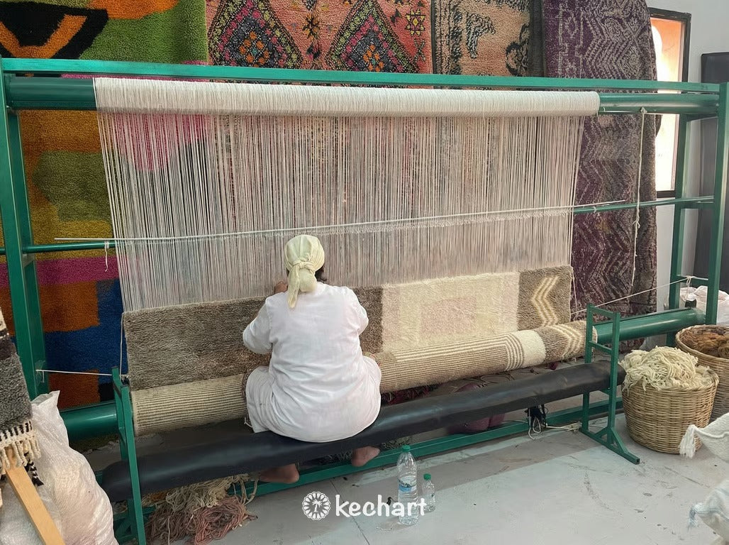 Custom Beni Ourain Rug - Plush Moroccan Wool in Cream Diamond Pattern