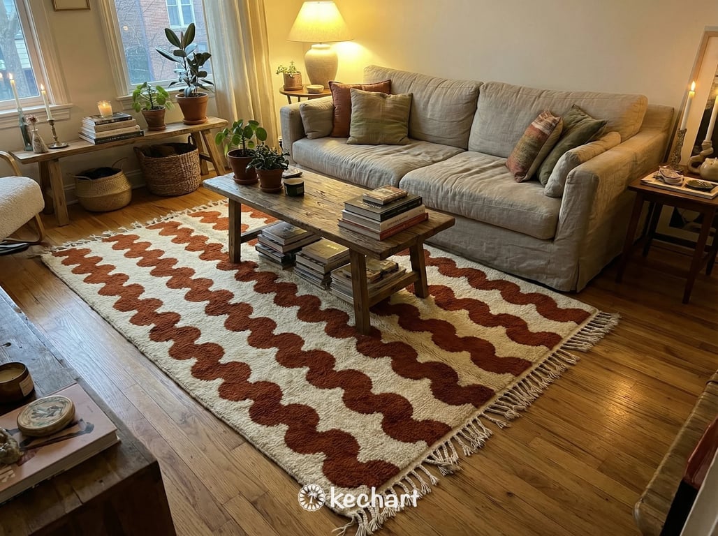 Custom Beni Ourain Rug - Made to Order Moroccan Wool in Cream & Rust