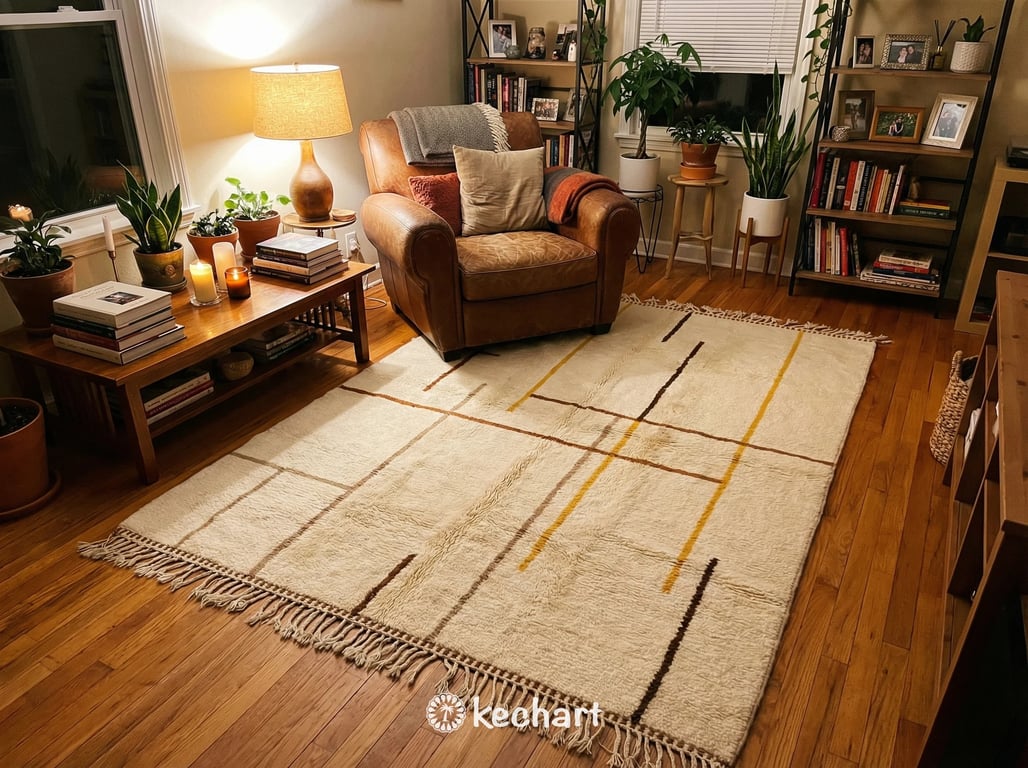 Custom Made Beni Ourain Rug - Sierra, Saffron & Beige Geometric Wool