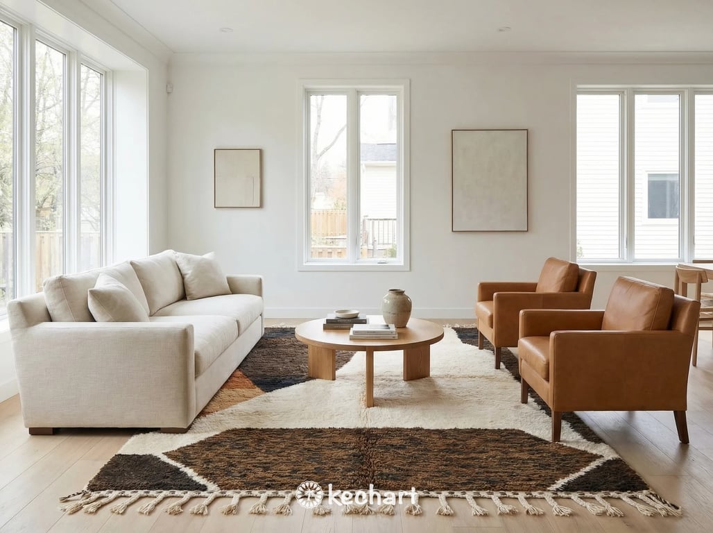 Medium-sized custom Berber wool rug adding texture and warmth to a sophisticated bohemian nursery setting.