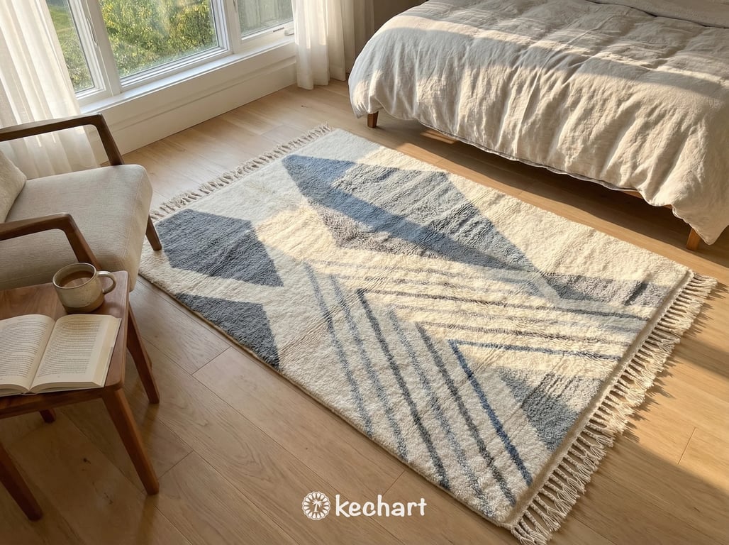 Custom Grey Beni Ourain Rug - Handwoven Moroccan Wool Diamond Pattern